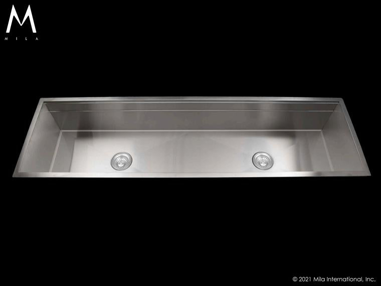 Mila - Workstation Single Bowl Flush-Mount  - 63 X 18.5 Satin Brushed SS