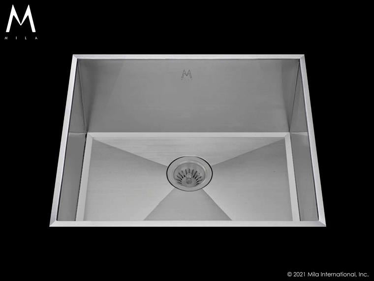 Mila - Louvre Low Profile Single Bowl Flush-Mount  - 20 X 17.5 Satin Brushed SS