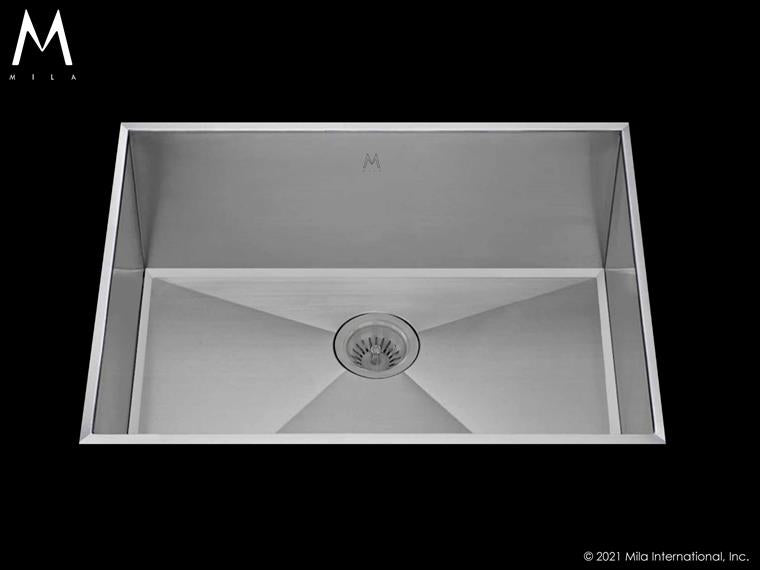 Mila - Louvre Low Profile Single Bowl Flush-Mount  - 24X 17.5 Satin Brushed SS