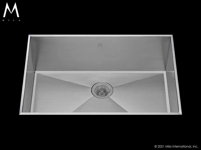 Mila - Louvre Low Profile Single Bowl Flush-Mount  - 28X 17.5 Satin Brushed SS
