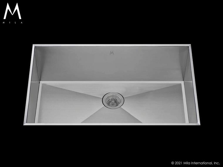 Mila - Louvre Low Profile Single Bowl Flush-Mount - 32 X 17.5 Satin Brushed SS