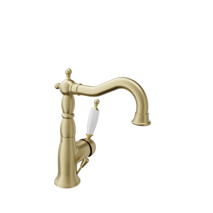 Baril - VIctoire B74 Antique style single hole lavatory faucet, drain included