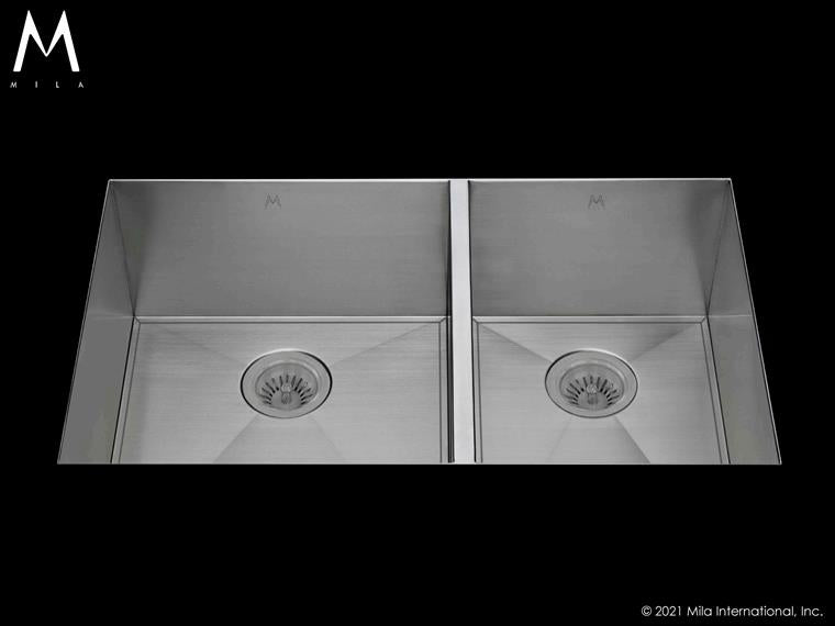 Mila - Orion Double Bowl Under Mount - 33 X 17 Satin Brushed SS