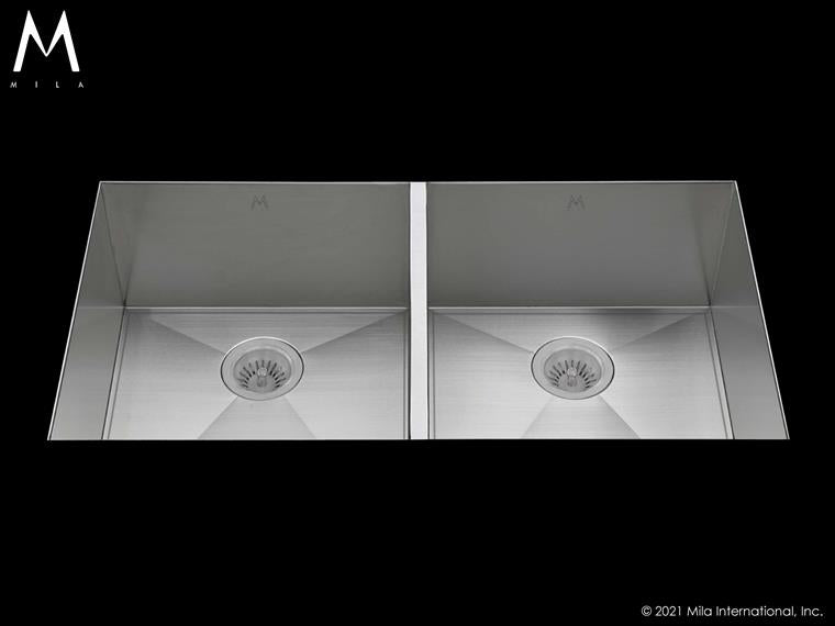 Mila - Orion Double Bowl Under Mount - 34 X 18.5 Satin Brushed SS