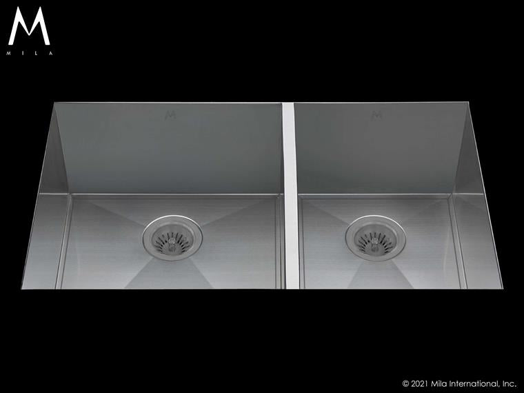 Mila - Orion Double Bowl Under Mount - 33 X 20 Satin Brushed SS