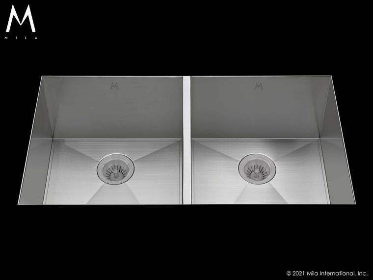 Mila - Orion Double Bowl Under Mount  - 37 X 20 Satin Brushed SS