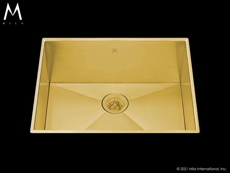 Mila - Profile Low Profile Single Bowl Flush-Mount  - 24X 17.5 Round Corner Gold