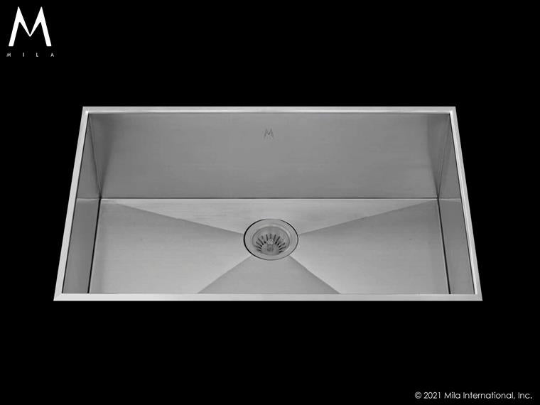 Mila - Profile Low Profile Single Bowl Flush-Mount  - 32 X 17.5 Satin Brushed SS
