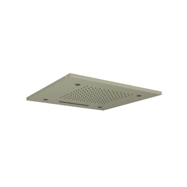 Flusso - 20 Inch Stainless Steel Flush Mount Rainhead With Cascade Waterfall & Mist Flow