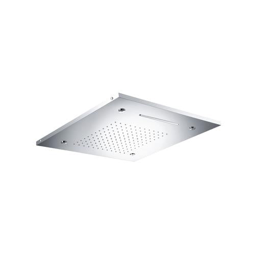 Flusso - 20 Inch Stainless Steel Flush Mount Rainhead With Cascade Waterfall & Mist Flow