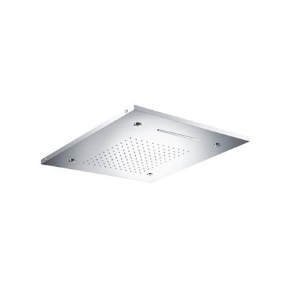Flusso - 20 Inch Stainless Steel Flush Mount Rainhead With Cascade Waterfall & Mist Flow