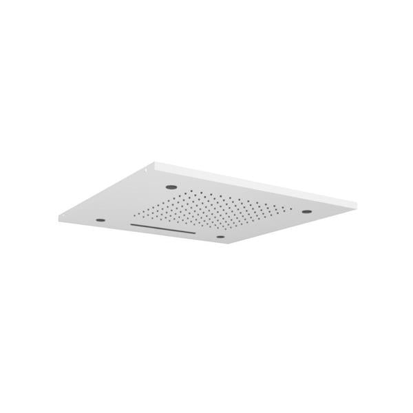 Flusso - 20 Inch Stainless Steel Flush Mount Rainhead With Cascade Waterfall & Mist Flow