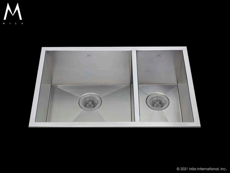 Mila - Atelier Double Bowl Tri-Mount - 29 X 17 Satin Brushed SS
