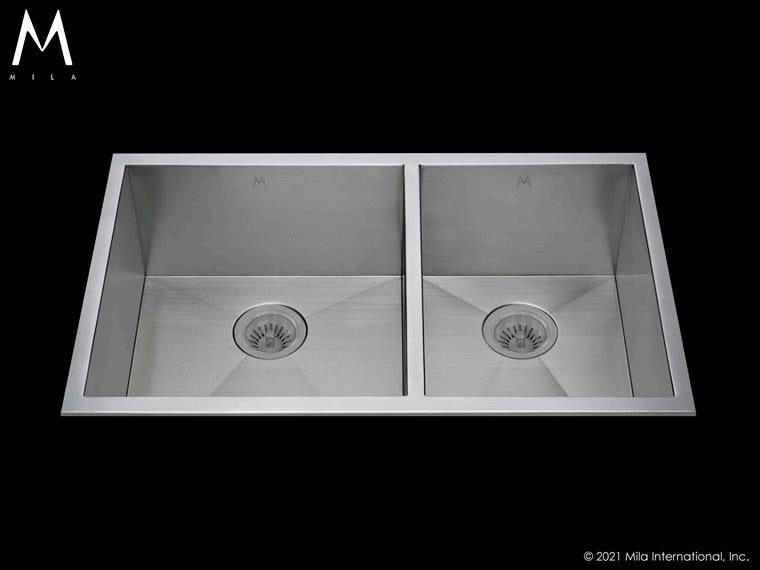 Mila - Atelier Double Bowl Tri-Mount - 31 X 18.5 Satin Brushed SS