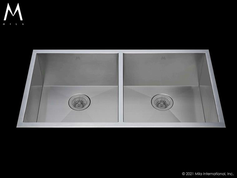 Mila - Atelier Double Bowl Tri-Mount - 34 X 18.5 Satin Brushed SS