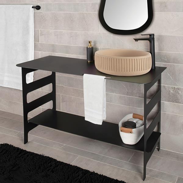 Lacava - Metallo Floor Standing Metal Vanity With Shelf. Vessel Sink Sold Separately. W: 48 Inch, D: 22 Inch, H: 30 Inch.