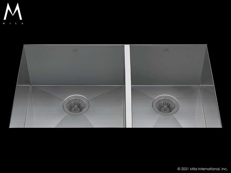 Mila - Flatiron Double Bowl Under Mount  - 33 X 20 Satin Brushed SS