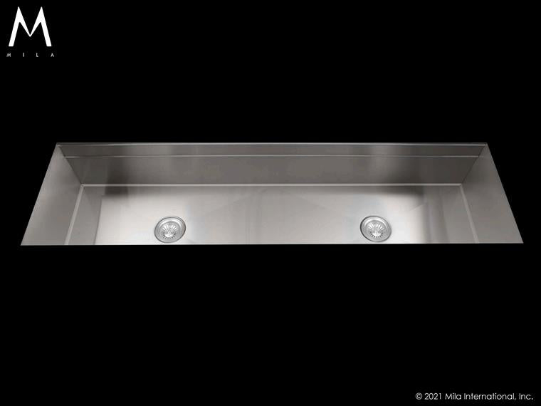 Mila - Workstation Single Bowl Under-Mount  - 63 X 18.5 Satin Brushed SS