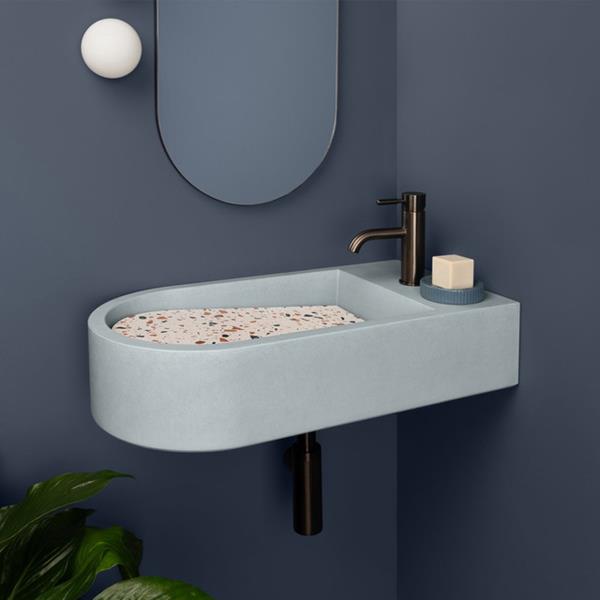 Kast - Mesa Concrete Countertop/Wall Hung Basin - Left-hand basin