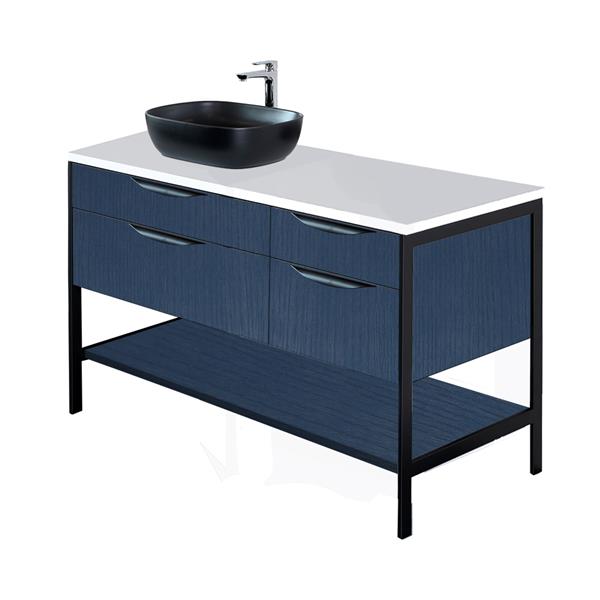 Lacava - Navi Countertop In White Solid Surface, Stone Or Quartz, For Vanity Nav-Vs-48L