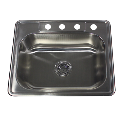 Nantucket Sinks - 25 Inch Small Rectangle Single Bowl Self Rimming St. Steel Drop In Kitchen Sink