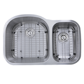 Nantucket Sinks - 31.5 Inch 70/30 Double bowl Undermount Stainless Steel Kitchen Sink, 16 Gauge