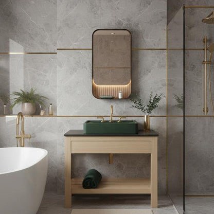 Lacava - Newterra Floor-Standing Vanity With Drawer And Slotted Bottom Shelf.
