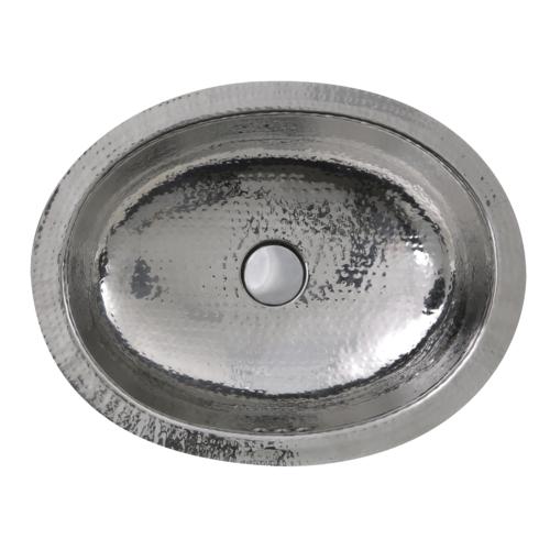 Nantucket Sinks - 17.5 x 13.75 Inch Hand Hammered Stainless Steel Oval Undermount Bathroom Sink