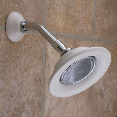 Strom Living - Porcelain & Brass Shower Head, 6 1/4 Inch Overall, 3 1/2 Inch Dia Spray Portion