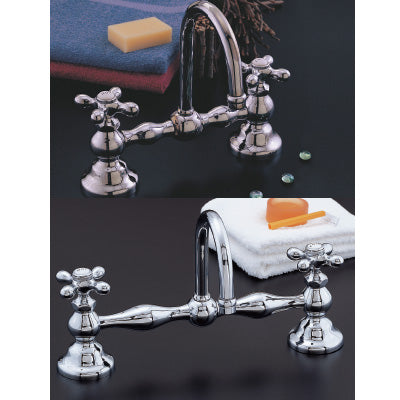 Strom Living - 8 Inch Columbia Set W/Gooseneck Spout, X-Point Handles & Lift & Turn Drain