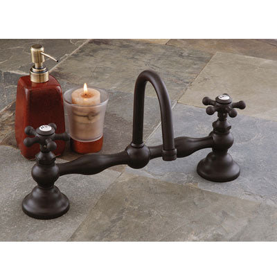 Strom Living - 8 Inch Columbia Set W/Gooseneck Spout, X-Point Handles & Lift & Turn Drain