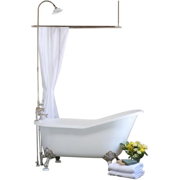 Strom Living - Deck Mounted Thermostatic Shower and Enclosure Set, 65 Inch Riser - 57 x 31 Inch