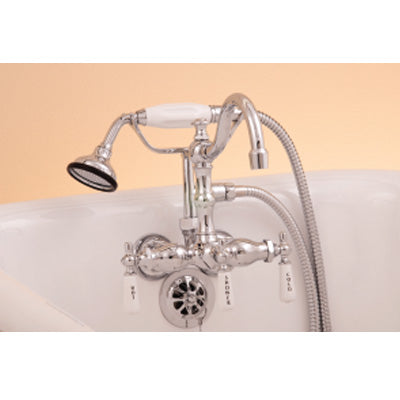 Strom Living - Leg Tub Faucet, 3 3/8 Inch Ctr W/Handheld Shower, Includes Vacuum Breaker