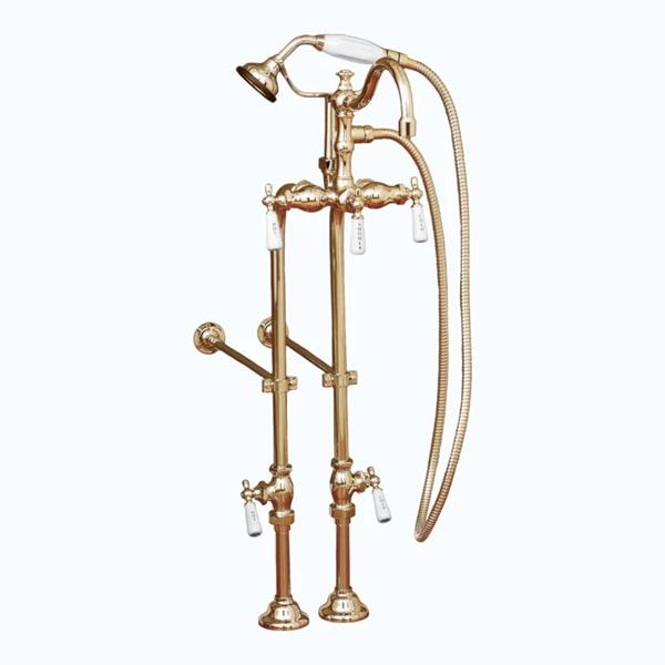 Strom Living - Faucet and Over the Rim Supply Set Kit with Porcelain Levers and Handheld Shower
