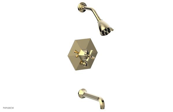 Phylrich - Le Verre La Crosse Pressure Balance Tub and Shower Set Trim - Cross Handle