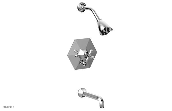 Phylrich - Le Verre La Crosse Pressure Balance Tub and Shower Set Trim - Cross Handle