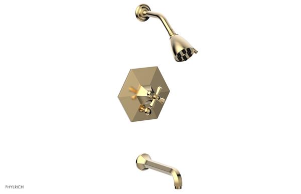 Phylrich - Le Verre La Crosse Pressure Balance Tub and Shower Set Trim - Cross Handle