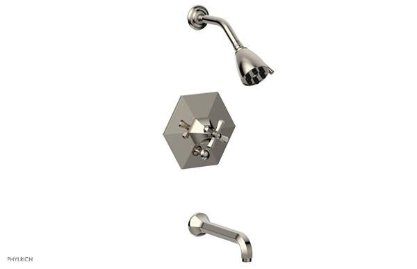 Phylrich - Le Verre La Crosse Pressure Balance Tub and Shower Set Trim - Cross Handle
