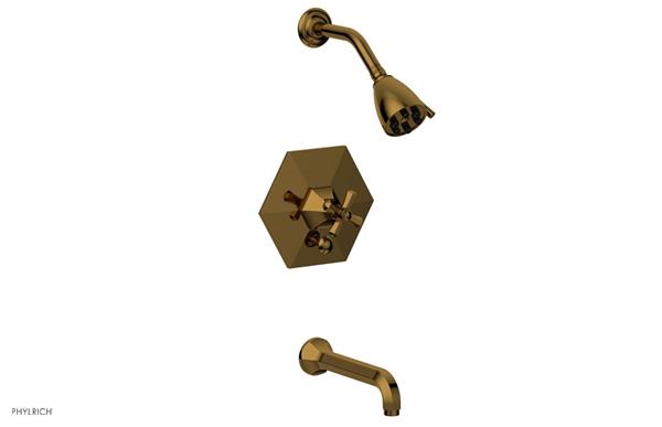 Phylrich - Le Verre La Crosse Pressure Balance Tub and Shower Set Trim - Cross Handle
