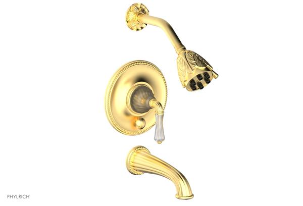 Phylrich - Mirabella Pressure Balance Tub and Shower Set Trim Only - Frosted Crystal Handles