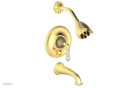Phylrich - Mirabella Pressure Balance Tub and Shower Set Trim Only - Frosted Crystal Handles