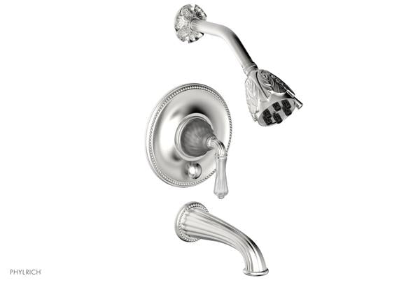 Phylrich - Mirabella Pressure Balance Tub and Shower Set Trim Only - Frosted Crystal Handles