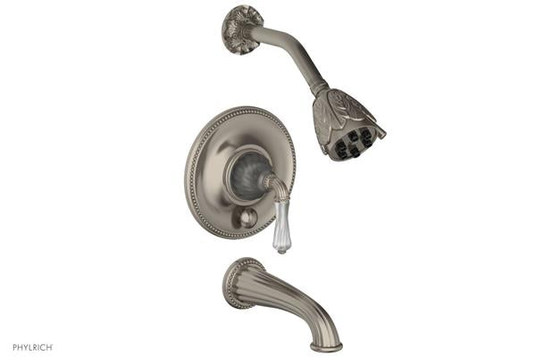 Phylrich - Mirabella Pressure Balance Tub and Shower Set Trim Only - Frosted Crystal Handles