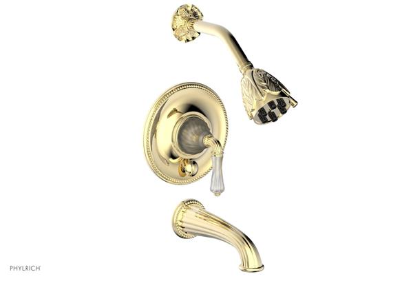 Phylrich - Mirabella Pressure Balance Tub and Shower Set Trim Only - Frosted Crystal Handles