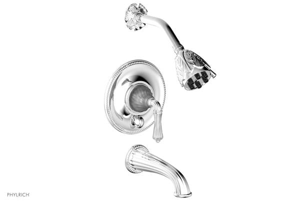 Phylrich - Mirabella Pressure Balance Tub and Shower Set Trim Only - Frosted Crystal Handles