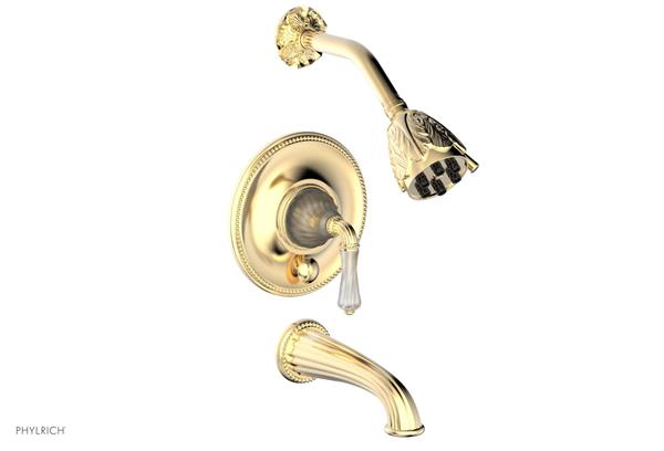 Phylrich - Mirabella Pressure Balance Tub and Shower Set Trim Only - Frosted Crystal Handles