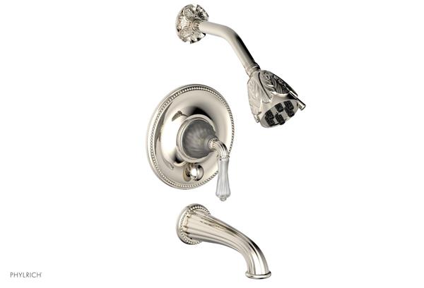 Phylrich - Mirabella Pressure Balance Tub and Shower Set Trim Only - Frosted Crystal Handles