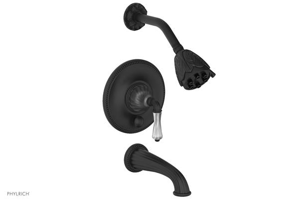 Phylrich - Mirabella Pressure Balance Tub and Shower Set Trim Only - Frosted Crystal Handles