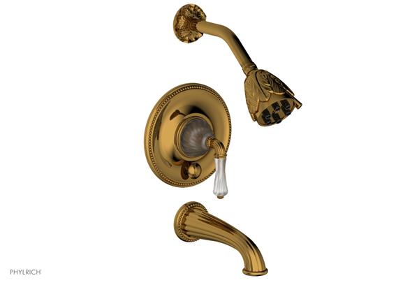 Phylrich - Mirabella Pressure Balance Tub and Shower Set Trim Only - Frosted Crystal Handles