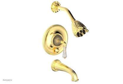 Phylrich - Mirabella Pressure Balance Tub and Shower Set Trim Only - Frosted Crystal Handles